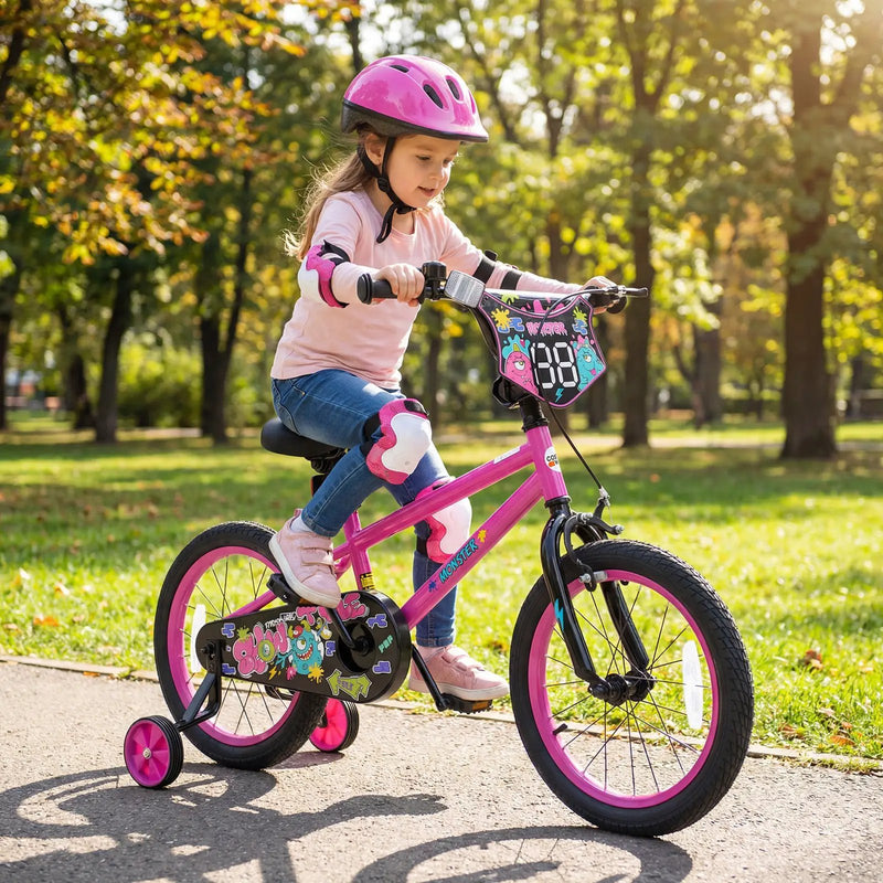Kids Bike with Training Wheels 12-18 Inch Pink by DirectDeals