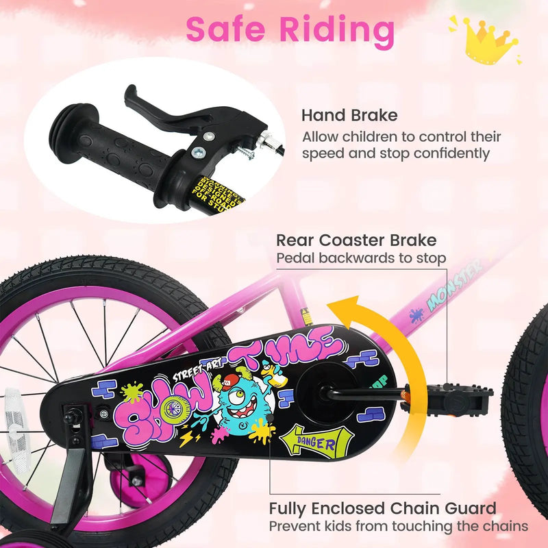 Kids Bike with Training Wheels 12-18 Inch Pink by DirectDeals