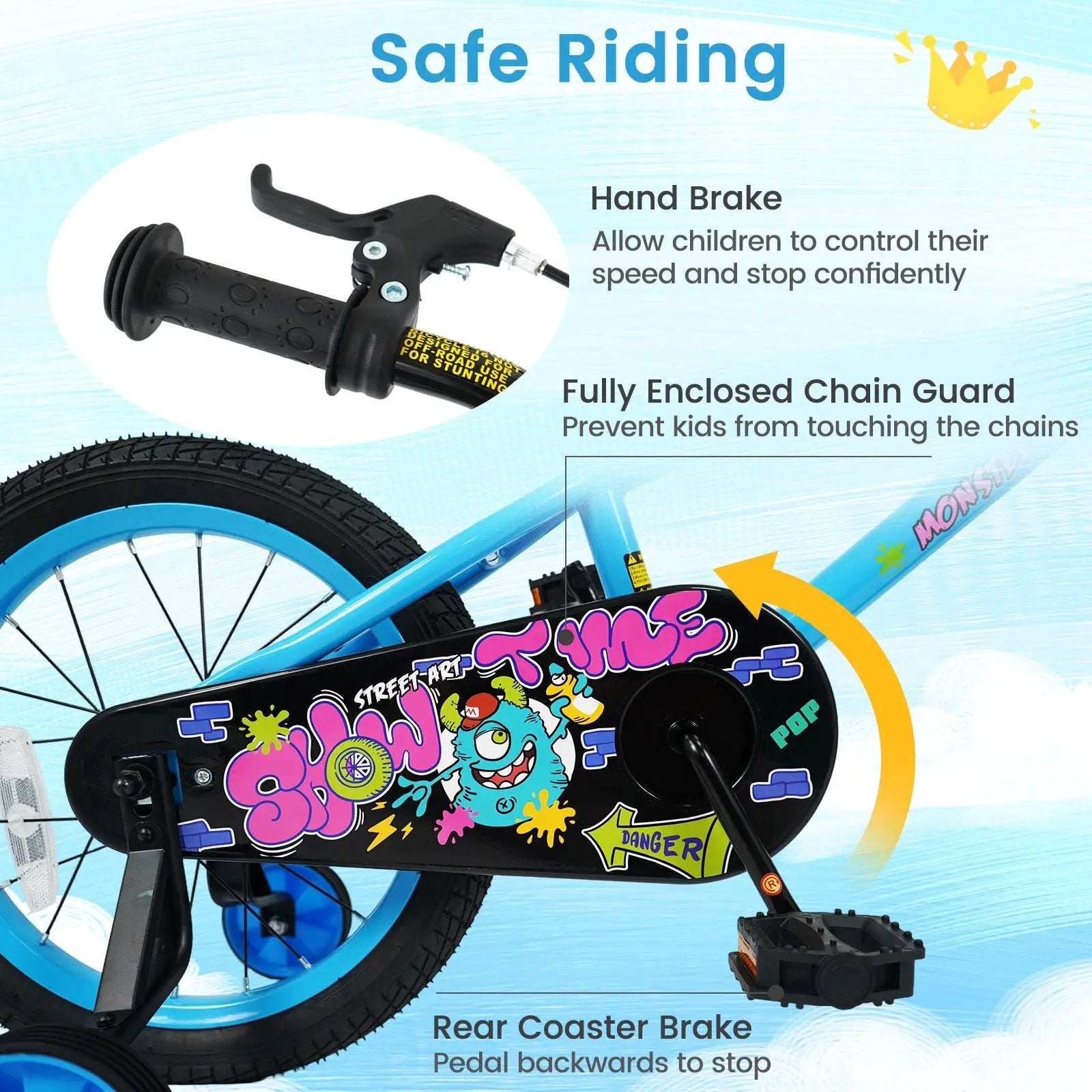 Kids Bike 16 Inch with Training Wheels Ages 4-7 by DirectDeals