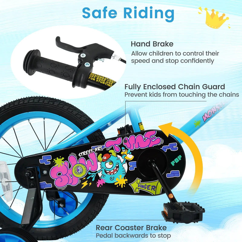 Kids Bike 16 Inch with Training Wheels Ages 4-7 by DirectDeals