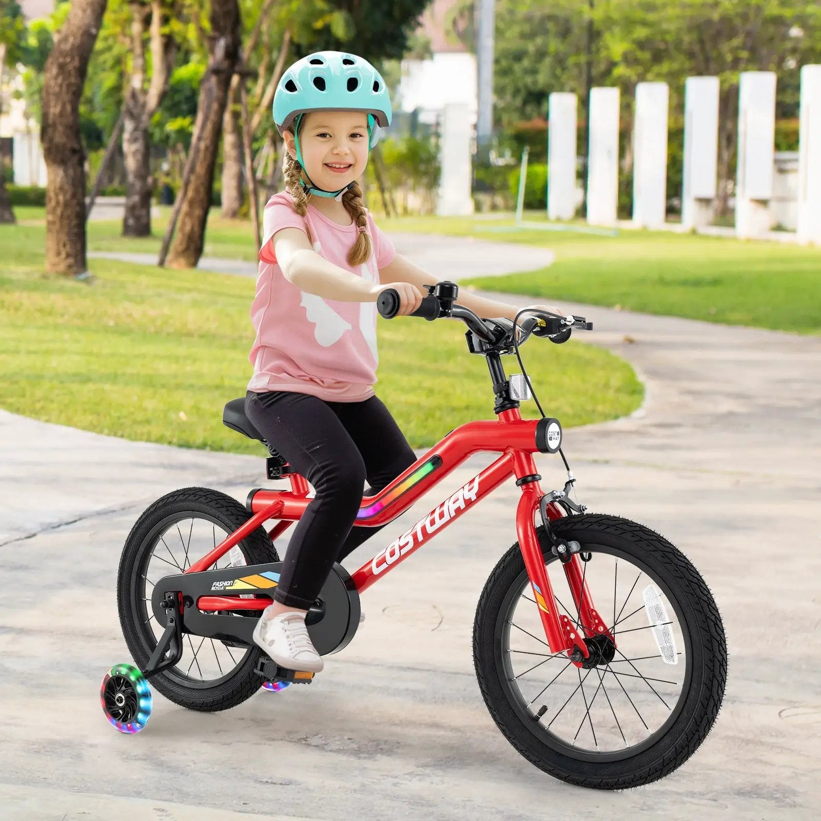 18 Inch Kids Bike with LED Lights Adjustable Carbon Steel Bicycle for 4-8 Years Old-18 inches by DirectDeals