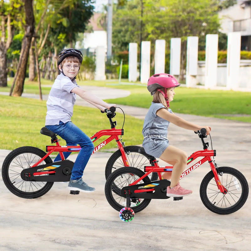 18 Inch Kids Bike with LED Lights Adjustable Carbon Steel Bicycle for 4-8 Years Old-18 inches by DirectDeals