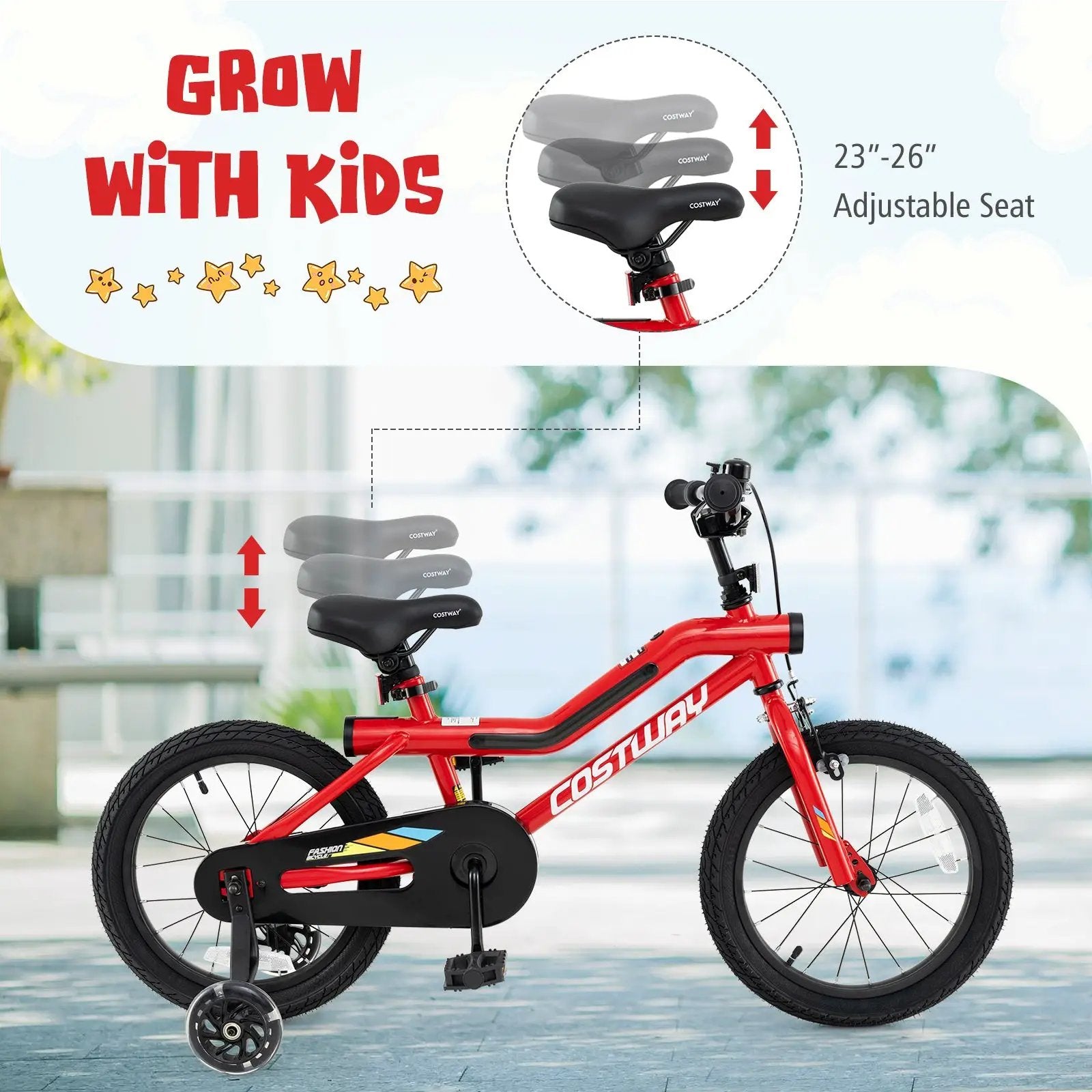 18 Inch Kids Bike with LED Lights Adjustable Carbon Steel Bicycle for 4-8 Years Old-18 inches by DirectDeals