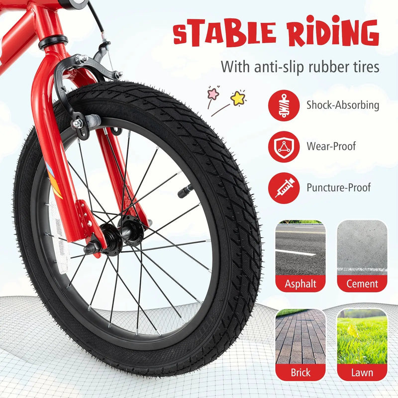 18 Inch Kids Bike with LED Lights Adjustable Carbon Steel Bicycle for 4-8 Years Old-18 inches by DirectDeals