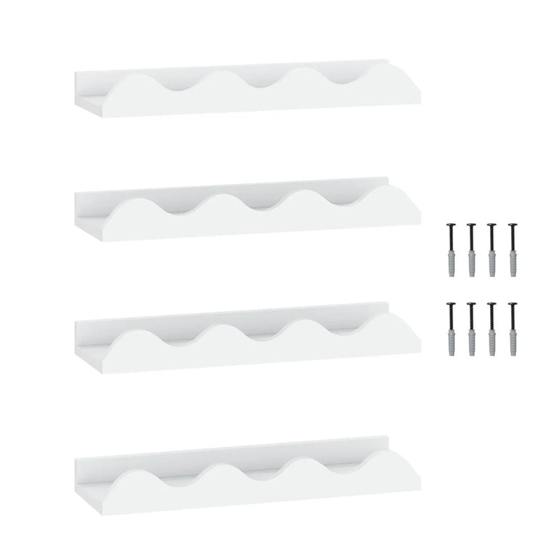 Floating Nursery Book Shelves Set of 4 - White Fir Wood by DirectDeals