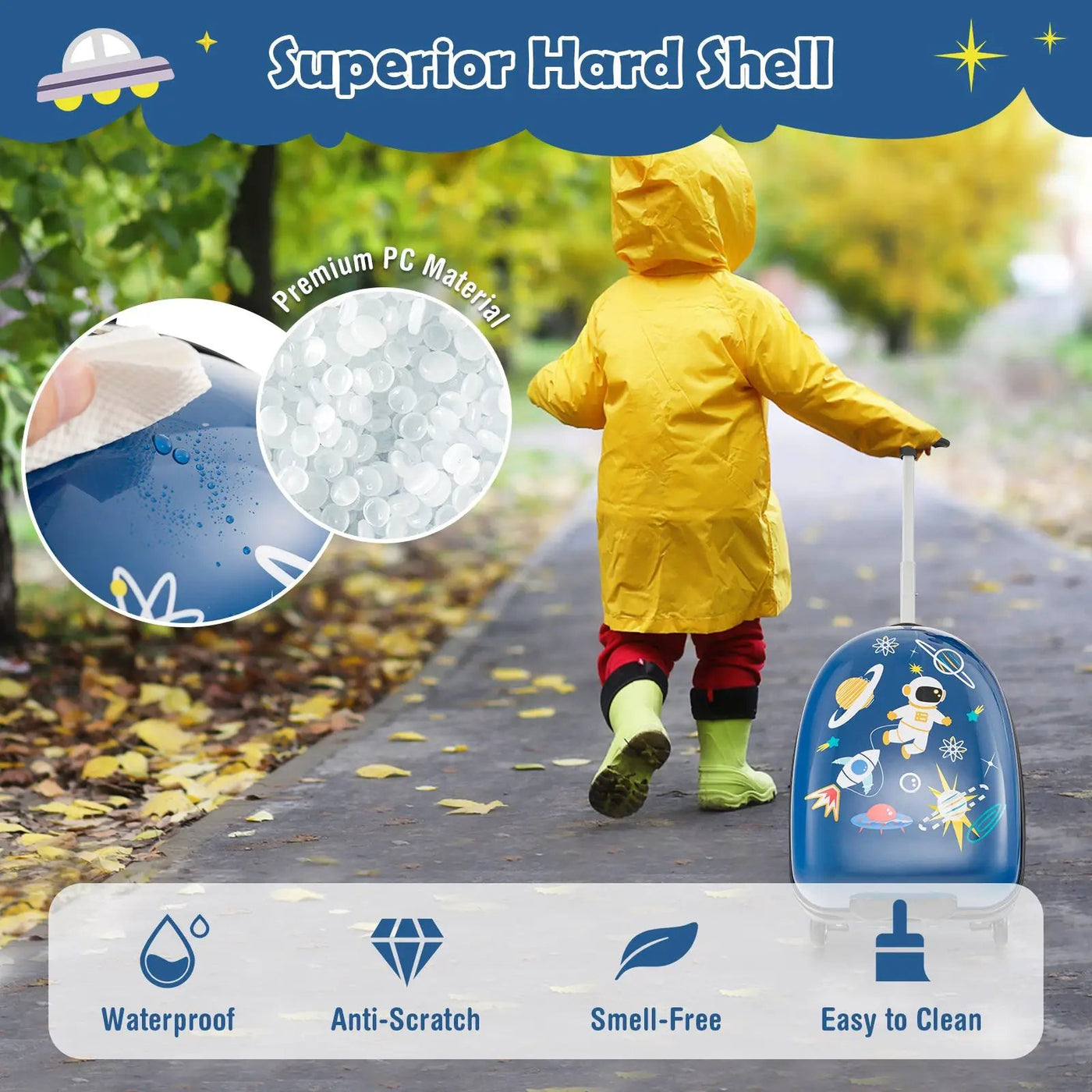 16 Inch Kids Carry-On Luggage Hard Shell Suitcase with Wheels by DirectDeals