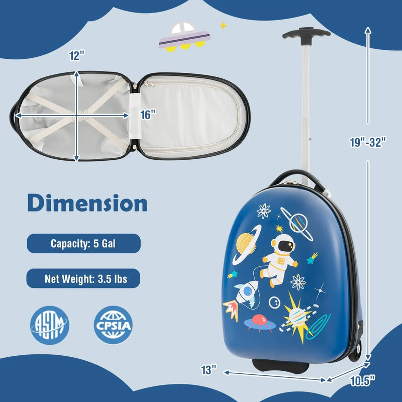 16 Inch Kids Carry-On Luggage Hard Shell Suitcase with Wheels by DirectDeals