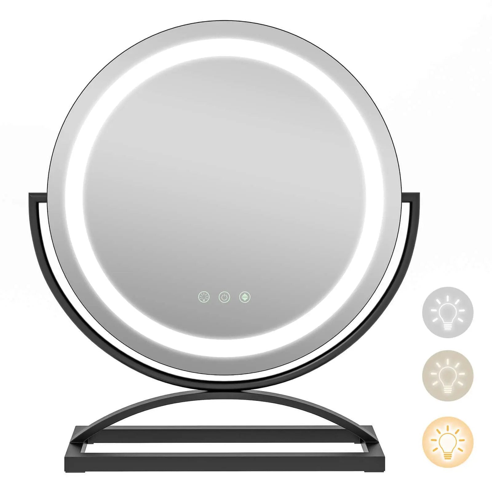 16 Inch Round Makeup Vanity Mirror with 3 Color Dimmable LED Lighting by DirectDeals