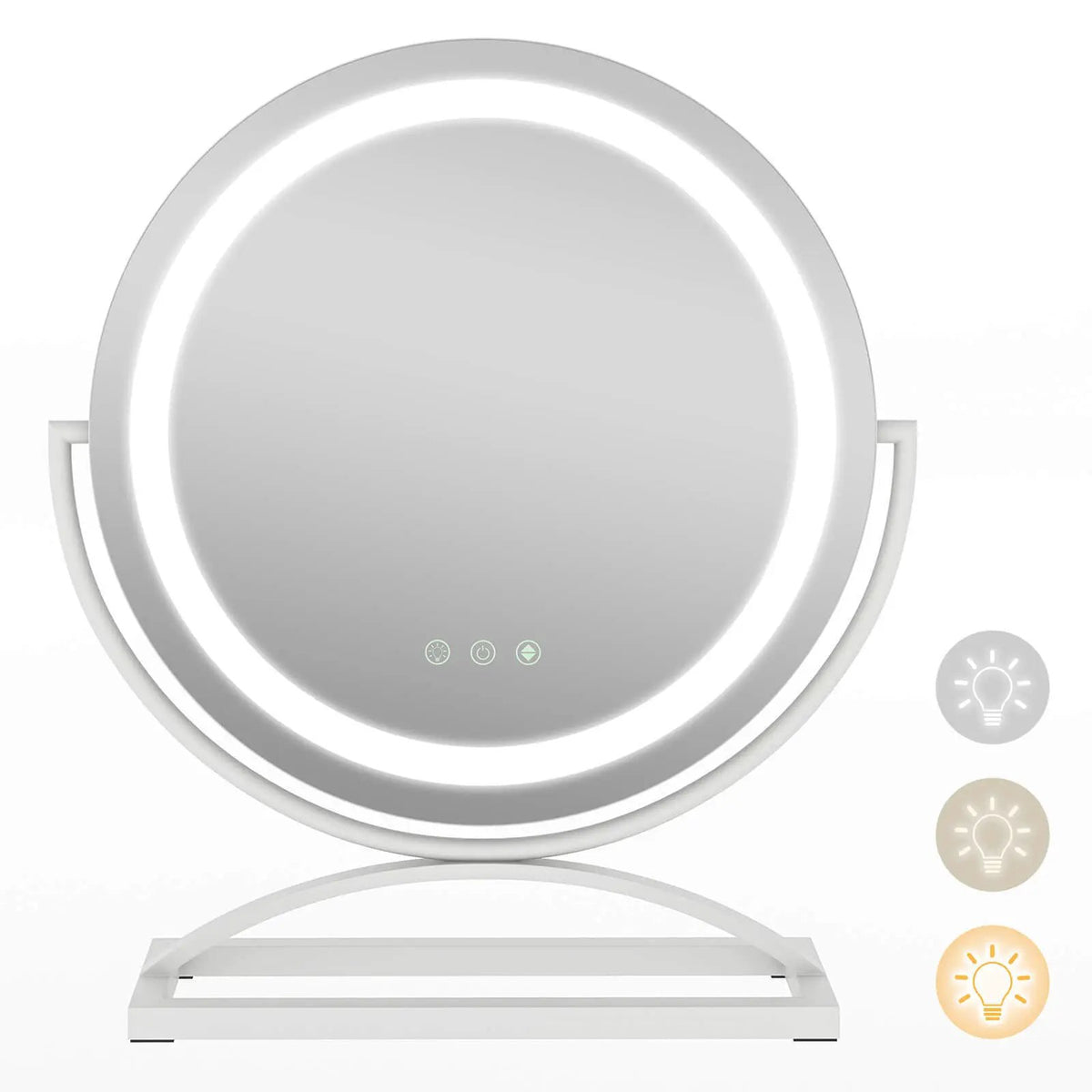 16 Inch Round Makeup Vanity Mirror with 3 Color Dimmable LED Lighting by DirectDeals