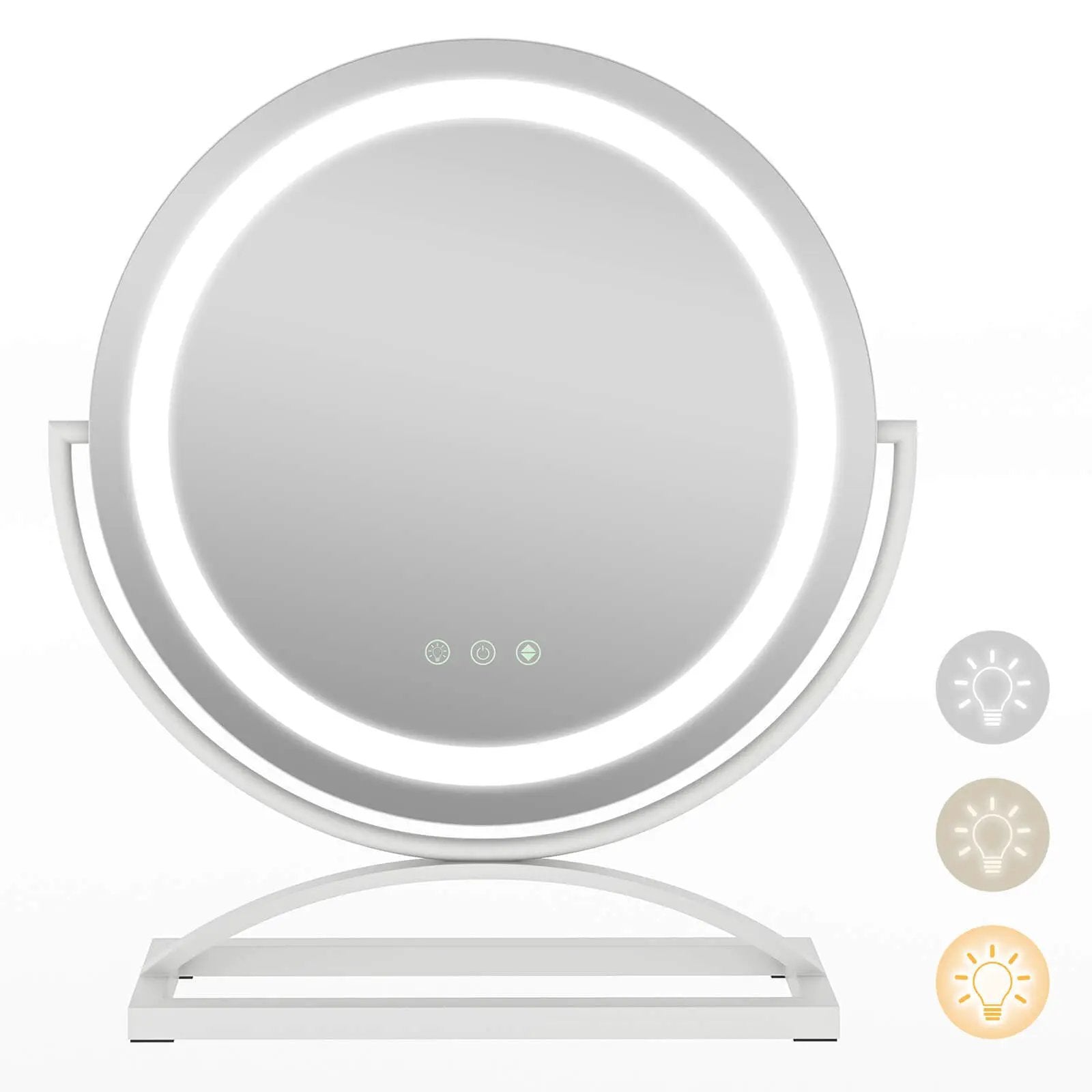 16 Inch Round Makeup Vanity Mirror with 3 Color Dimmable LED Lighting by DirectDeals
