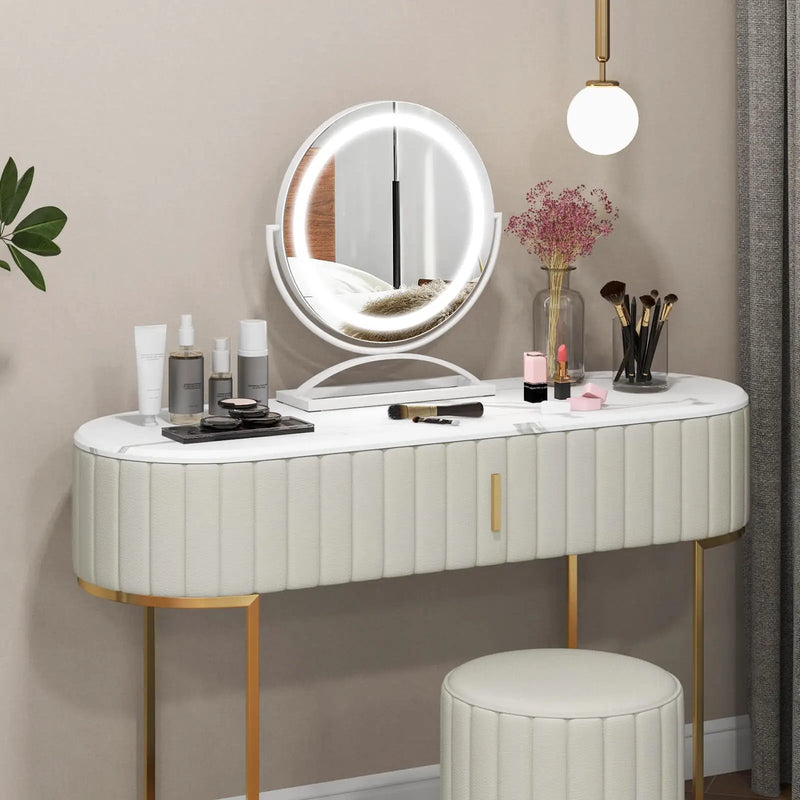 16 Inch Round Makeup Vanity Mirror with 3 Color Dimmable LED Lighting by DirectDeals
