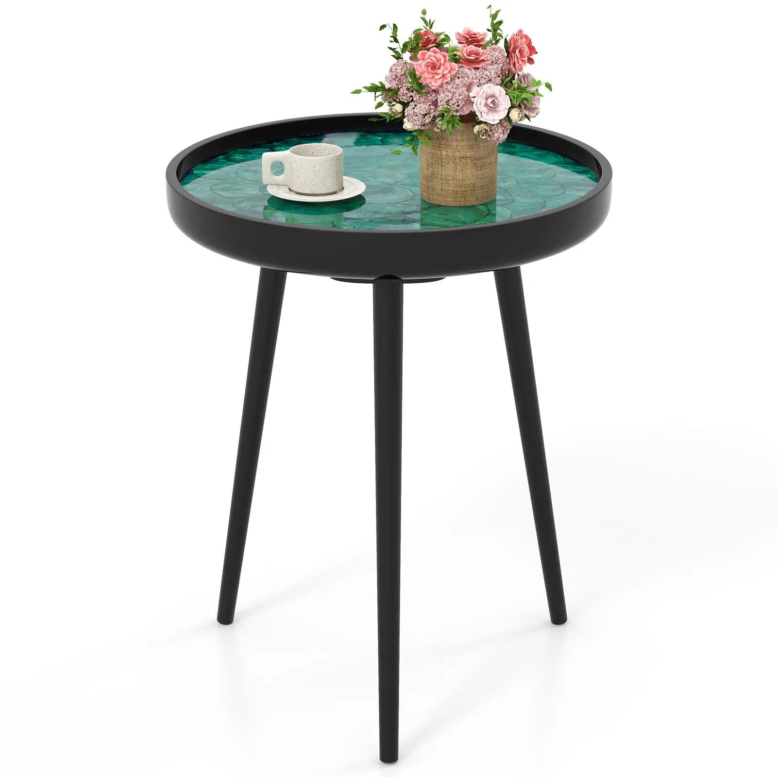 Sea Shell End Table with Tray Top - Mid-Century Modern by DirectDeals
