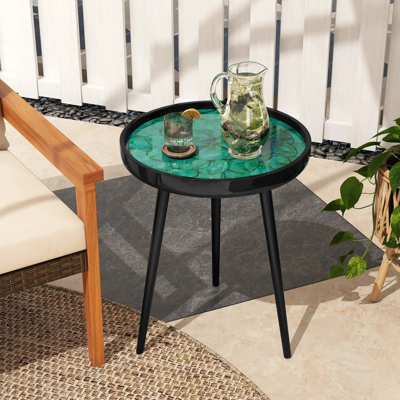 Sea Shell End Table with Tray Top - Mid-Century Modern by DirectDeals