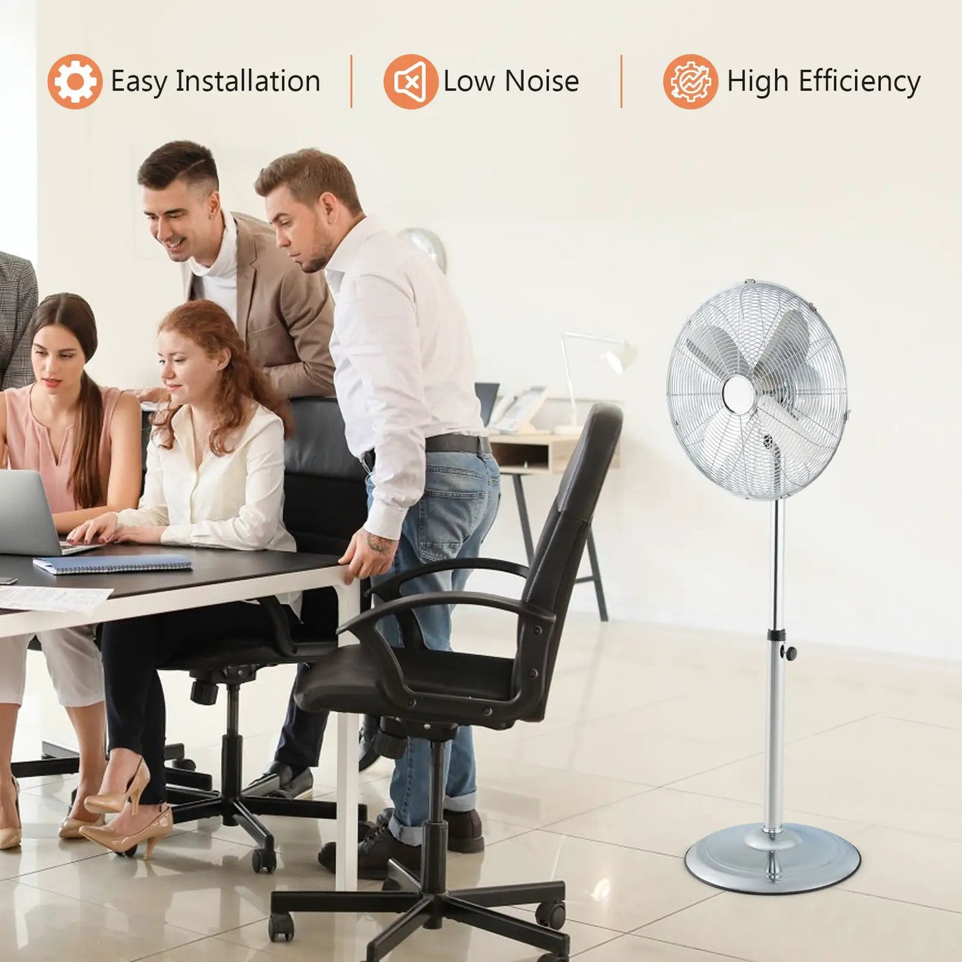 16 Inch Pedestal Standing Fan Oscillating Pedestal Fan with 3 Speeds and Adjustable Height by DirectDeals