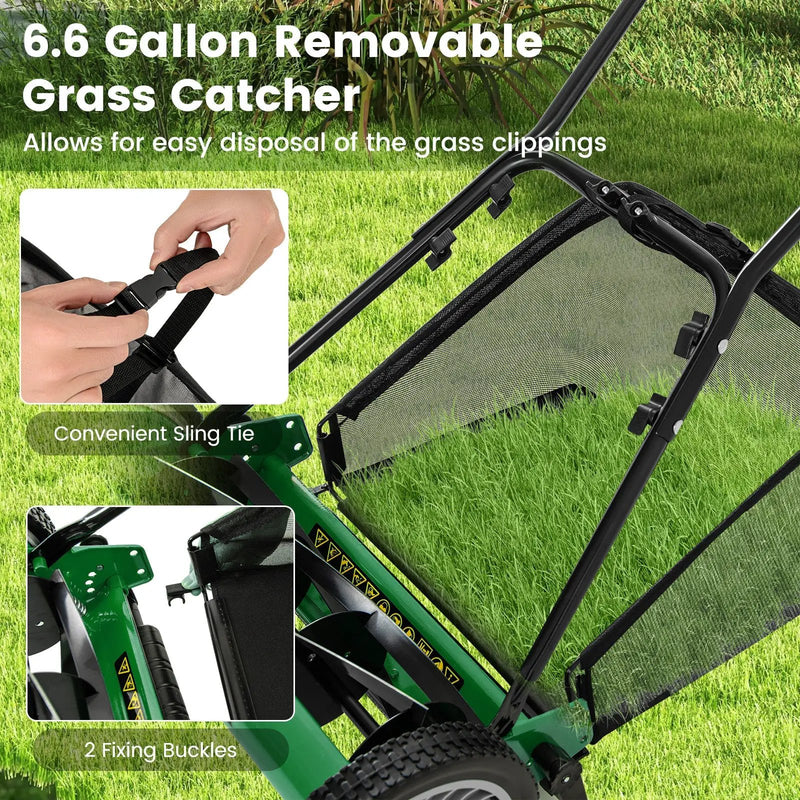 16 Inch Push Lawn Mower with 5 Steel Blades and Grass Catcher Bag by DirectDeals