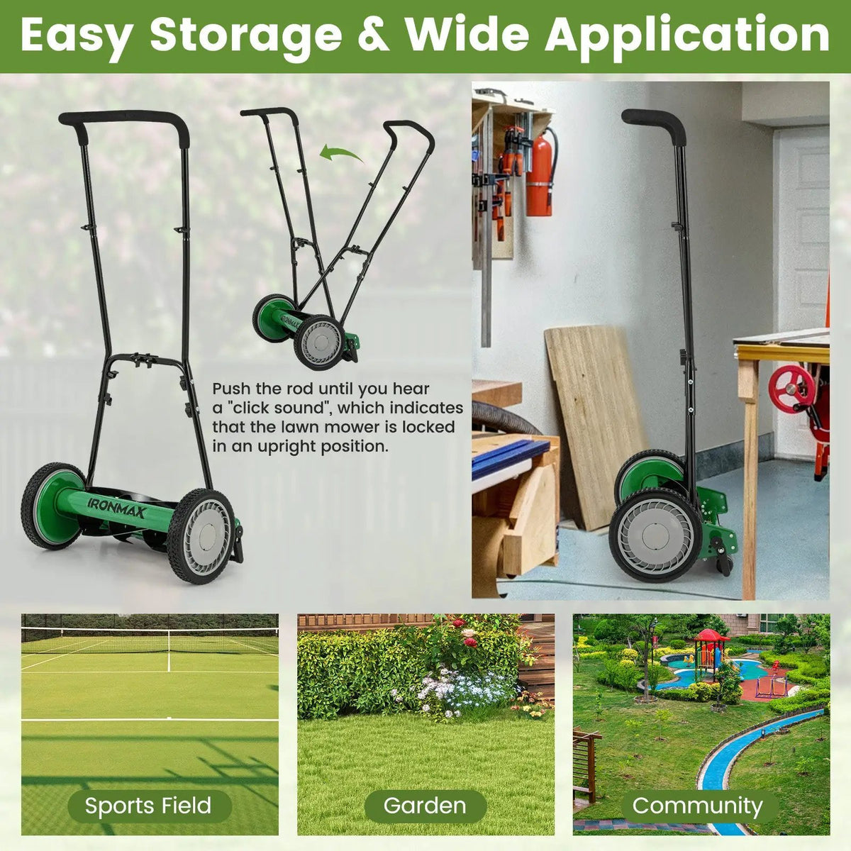 16 Inch Push Lawn Mower with 5 Steel Blades and Grass Catcher Bag by DirectDeals