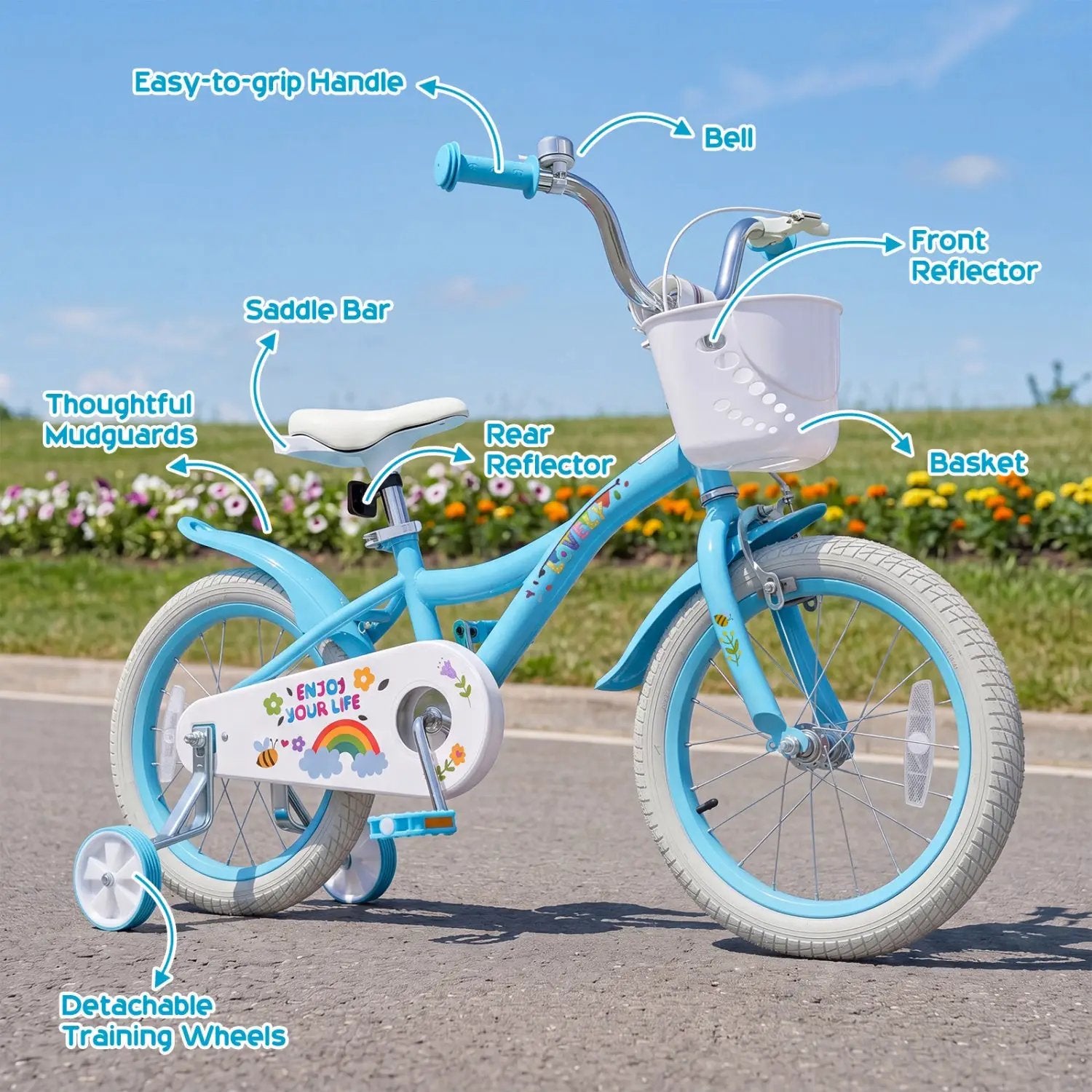 Girls Bike 12-18 Inch with Training Wheels and Basket by DirectDeals