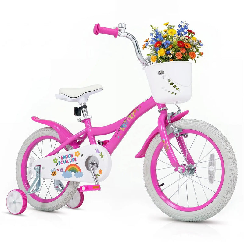 Girls Bike 12-18 Inch with Training Wheels and Basket by DirectDeals