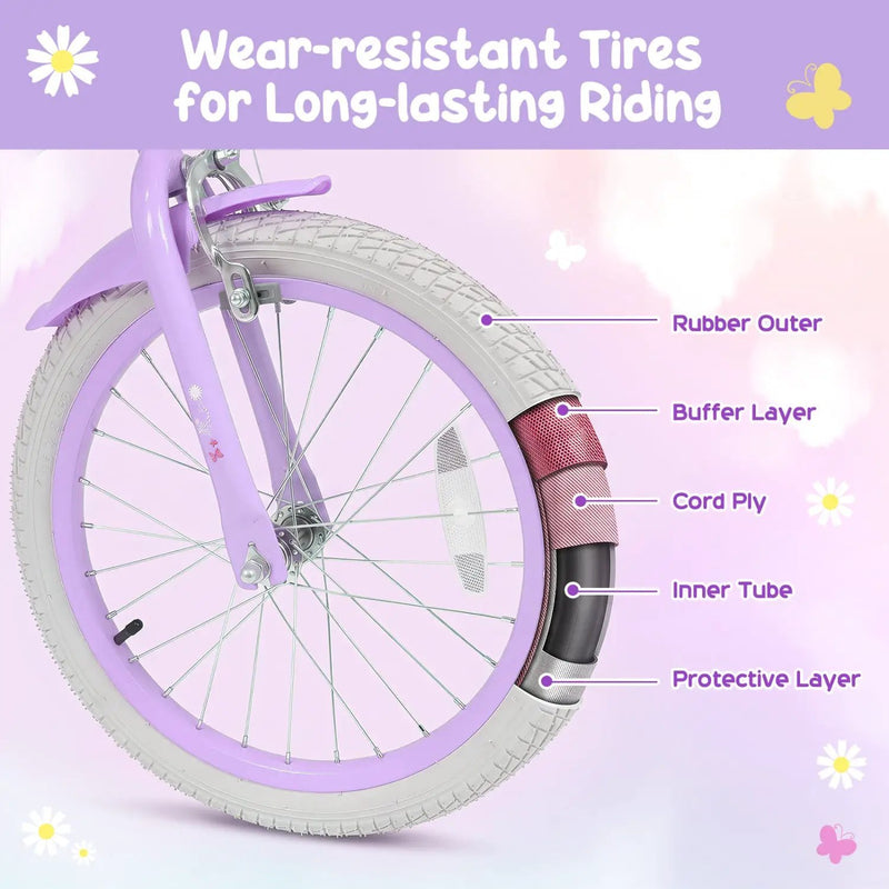 Girls Bike 18 Inch with Training Wheels and Front Bag by DirectDeals