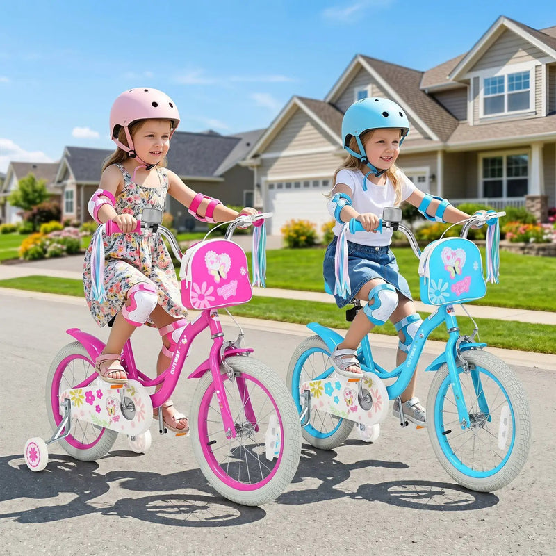 Girls Bike 12-18 Inch with Training Wheels and Front Bag by DirectDeals