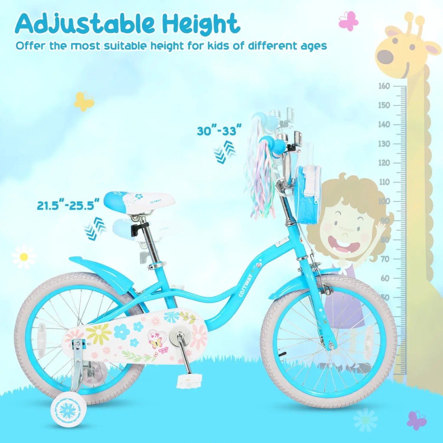 Girls Bike 12-18 Inch with Training Wheels and Front Bag by DirectDeals