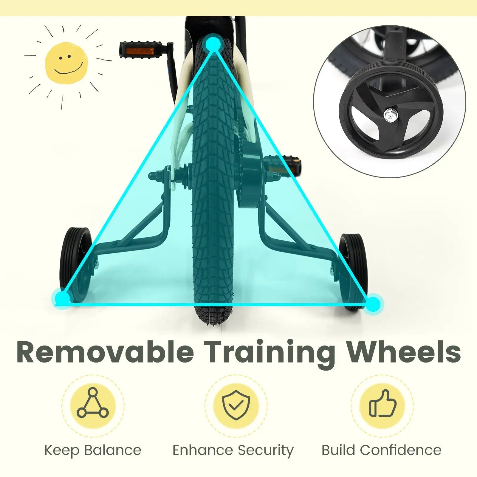 14 Inches Kids Bike Sport Bicycle with Removable Training Wheels by DirectDeals