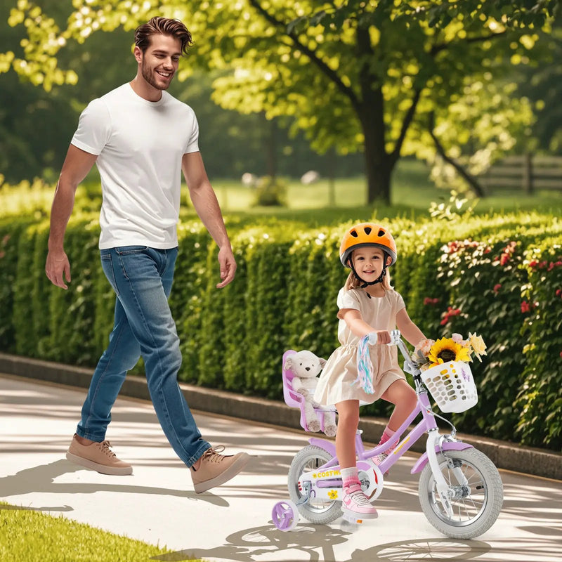 18 Inch Girls Bike Kids Bicycle with Doll Seat and Streamers for Children 4 by DirectDeals