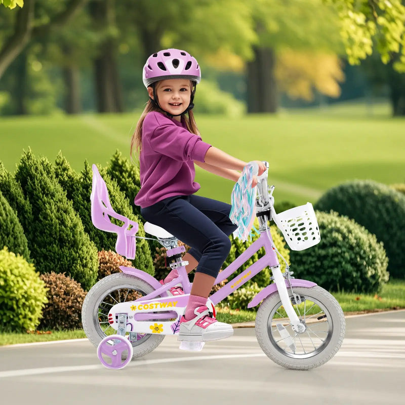 18 Inch Girls Bike Kids Bicycle with Doll Seat and Streamers for Children 4 by DirectDeals
