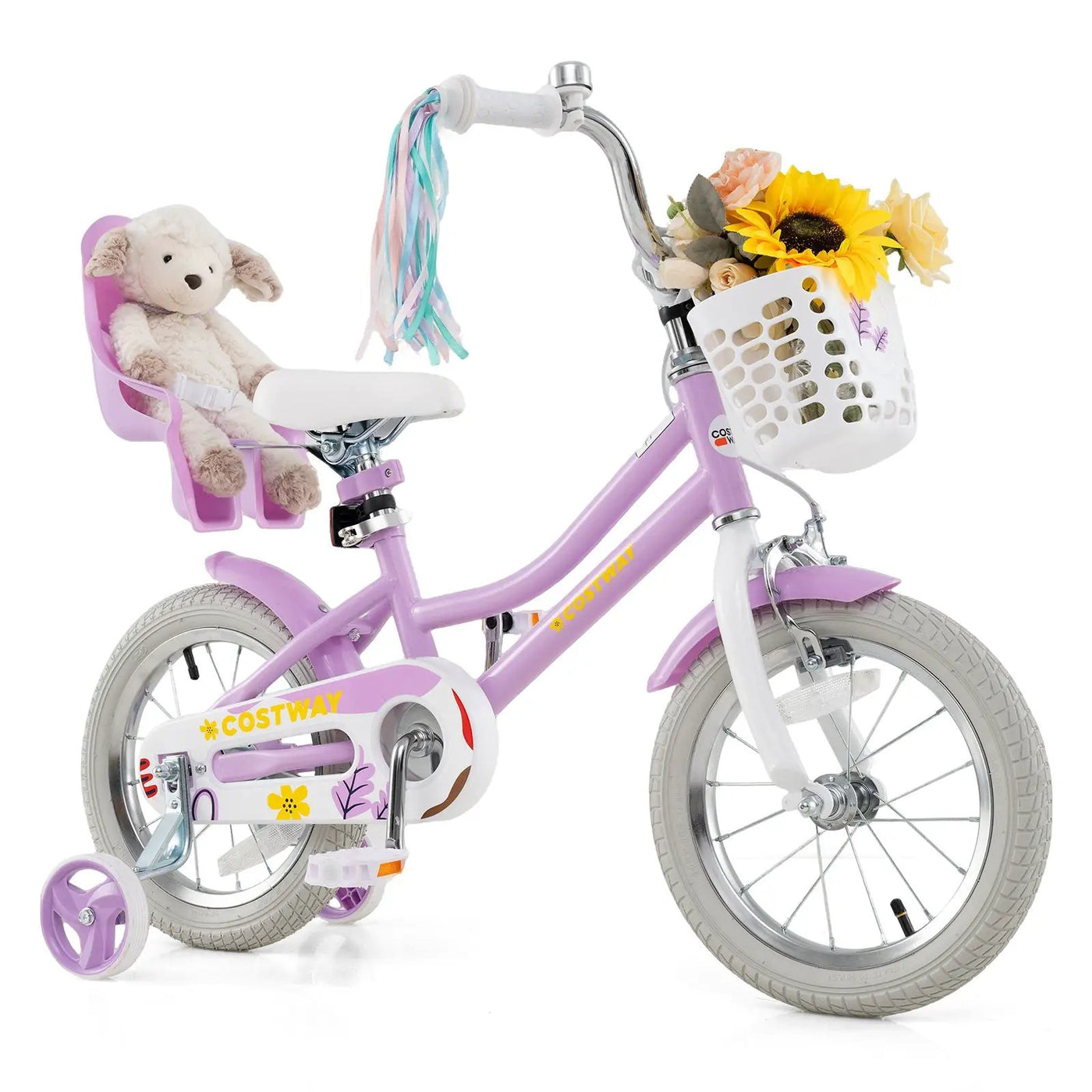 18 Inch Girls Bike Kids Bicycle with Doll Seat and Streamers for Children 4 by DirectDeals