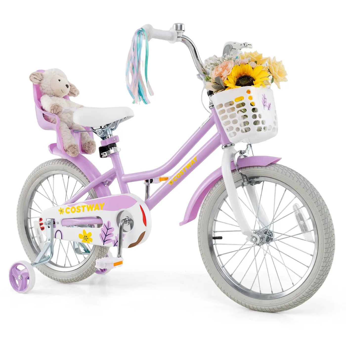 18 Inch Girls Bike Kids Bicycle with Doll Seat and Streamers for Children 4 by DirectDeals