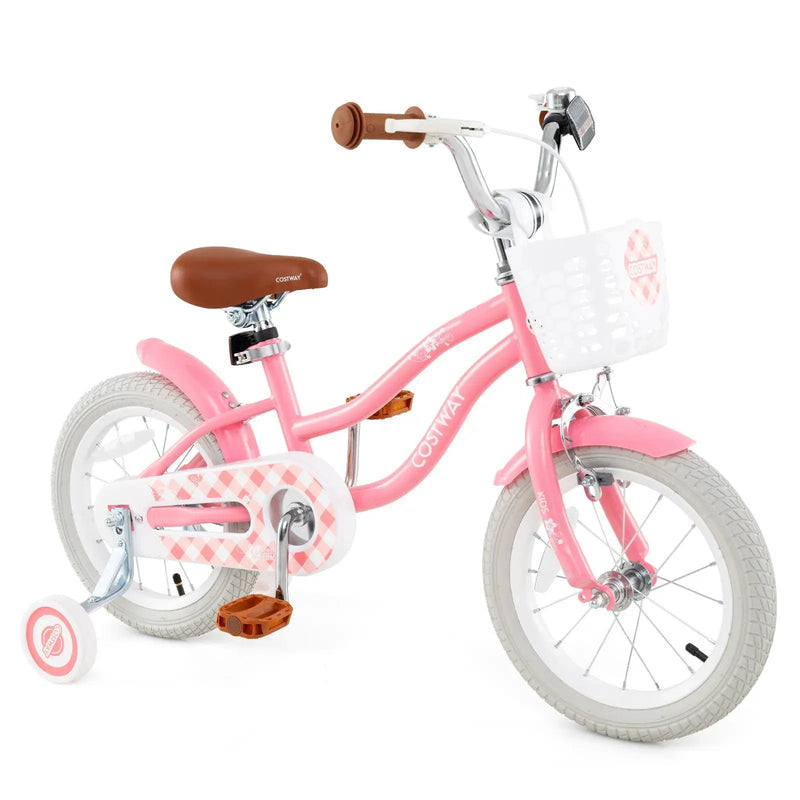 14 Inch Kids Bike with Training Wheels and Basket for Boys Girls 3-5 Years Old-14 inches by DirectDeals