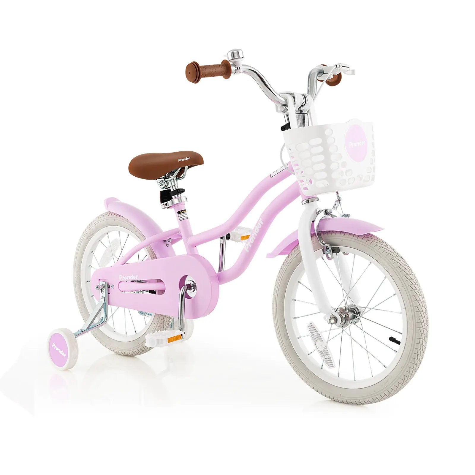 16 Inch Kids Bike with Front Handbrake and 2 Training Wheels-Purple by DirectDeals