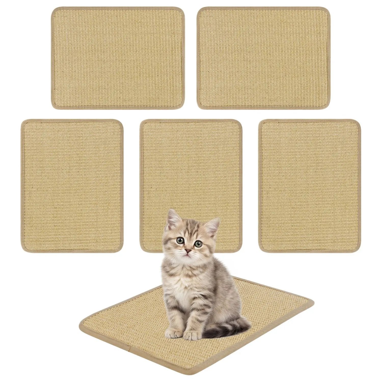 Cat Scratcher Mat Set - 6 Piece Natural Sisal Furniture Protector by DirectDeals