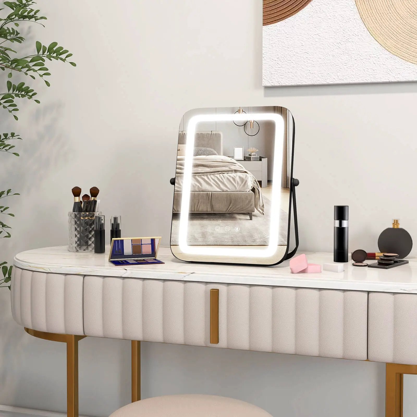 16 x 12 Inch Rectangular Vanity Makeup Mirror with 3 Color Dimmable Lighting by DirectDeals