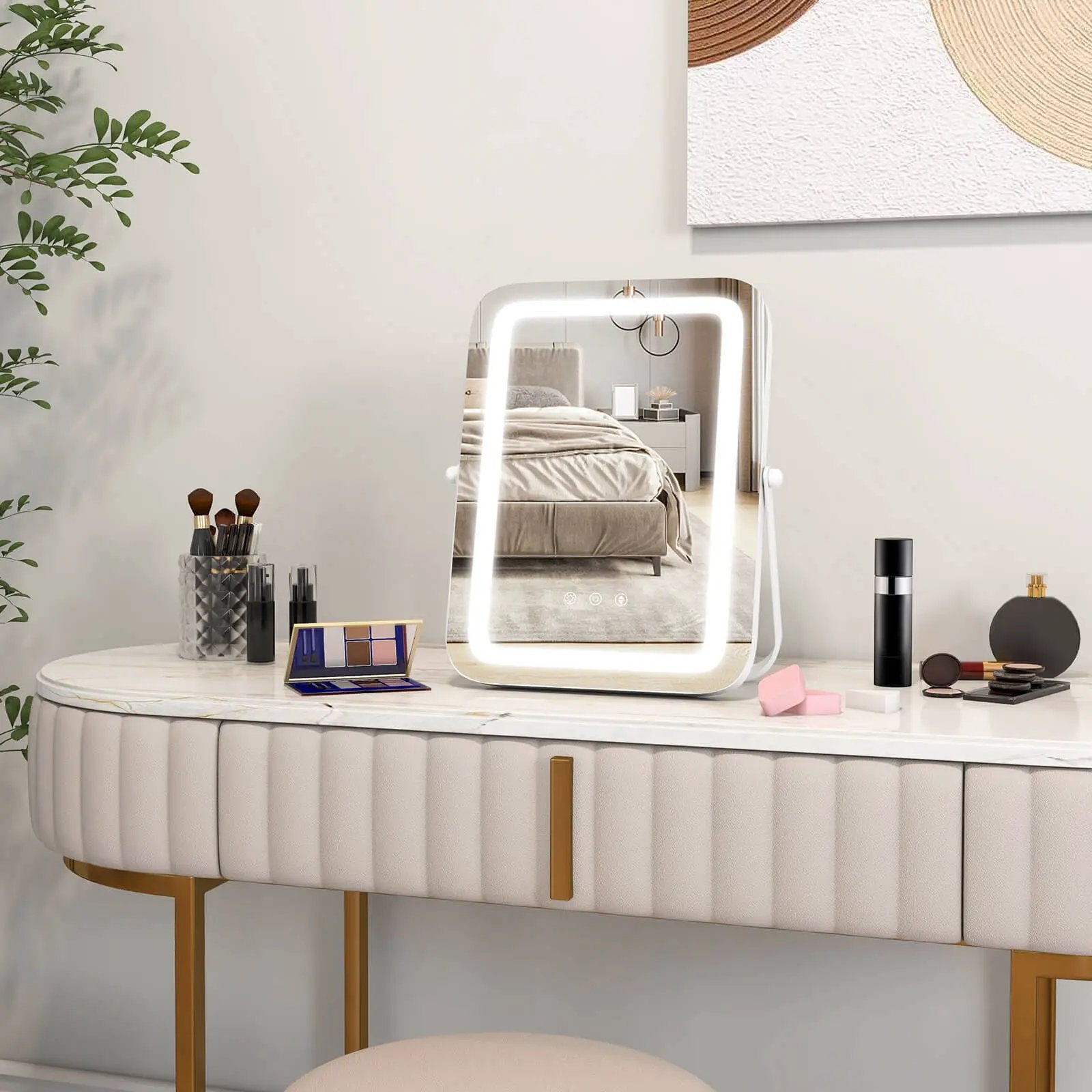 16 x 12 Inch Rectangular Vanity Makeup Mirror with 3 Color Dimmable Lighting by DirectDeals