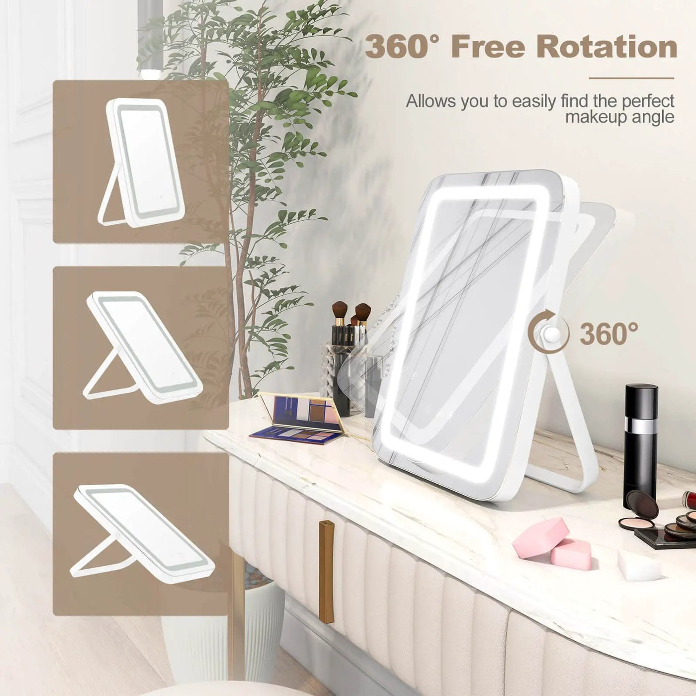 16 x 12 Inch Rectangular Vanity Makeup Mirror with 3 Color Dimmable Lighting by DirectDeals