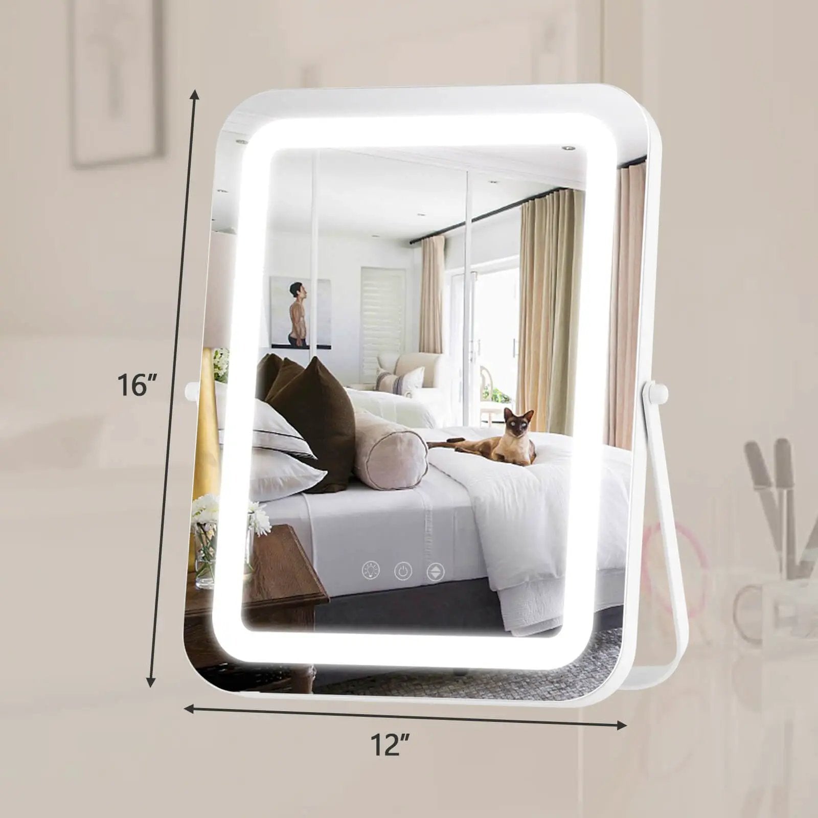 16 x 12 Inch Rectangular Vanity Makeup Mirror with 3 Color Dimmable Lighting by DirectDeals