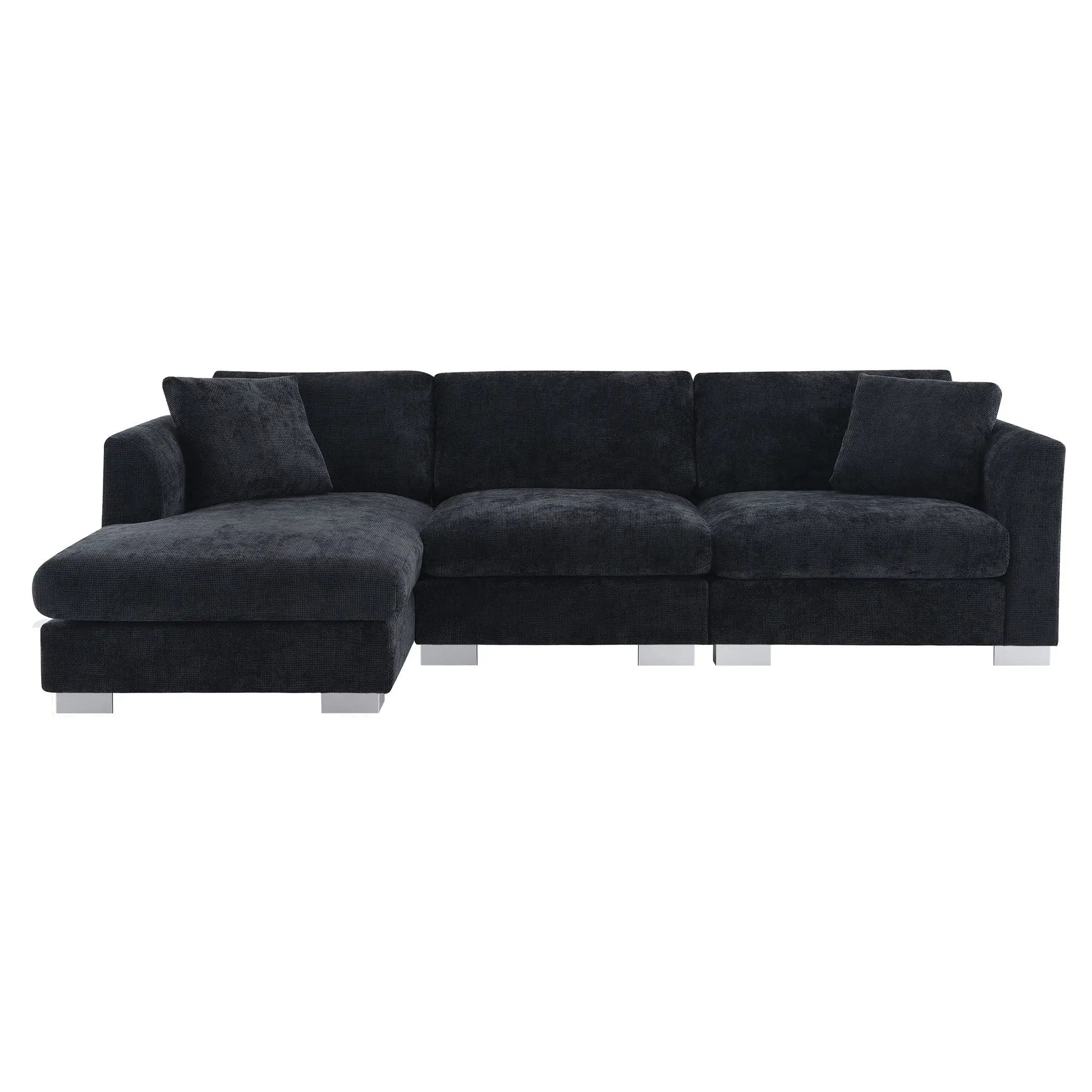 Modern Cloud Sectional Sofa L Shaped Luxury Couch Set With 2 Free Pillows 4 Seat With Oversized Chaise by HouseOfZazla