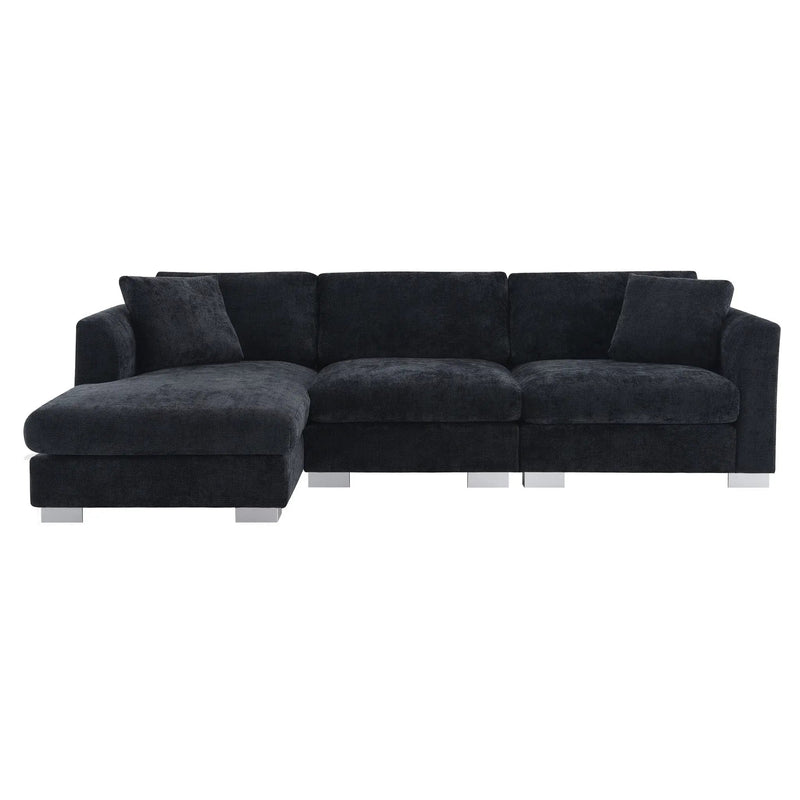 Modern Cloud Sectional Sofa L Shaped Luxury Couch Set With 2 Free Pillows 4 Seat With Oversized Chaise by HouseOfZazla