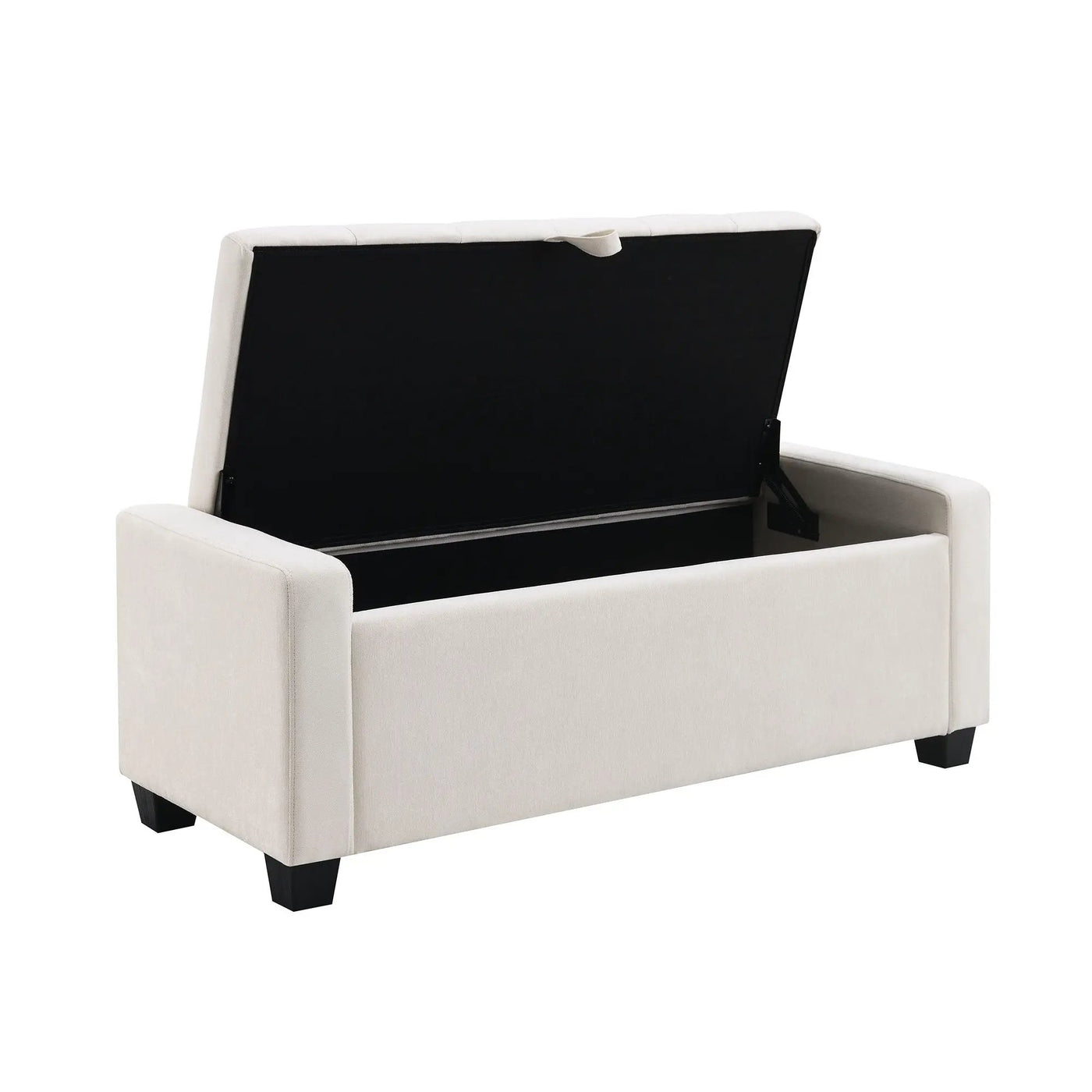 Upholstered Storage Ottoman Bench With Button Tufting And Safety Hinge by HouseOfZazla
