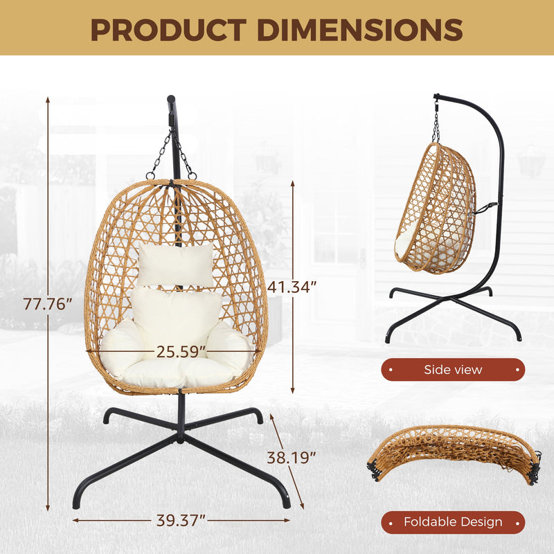 Egg Chair with Stand, Patio Wicker Hanging Chair, Hammock Swing Chair by HouseOfZazla