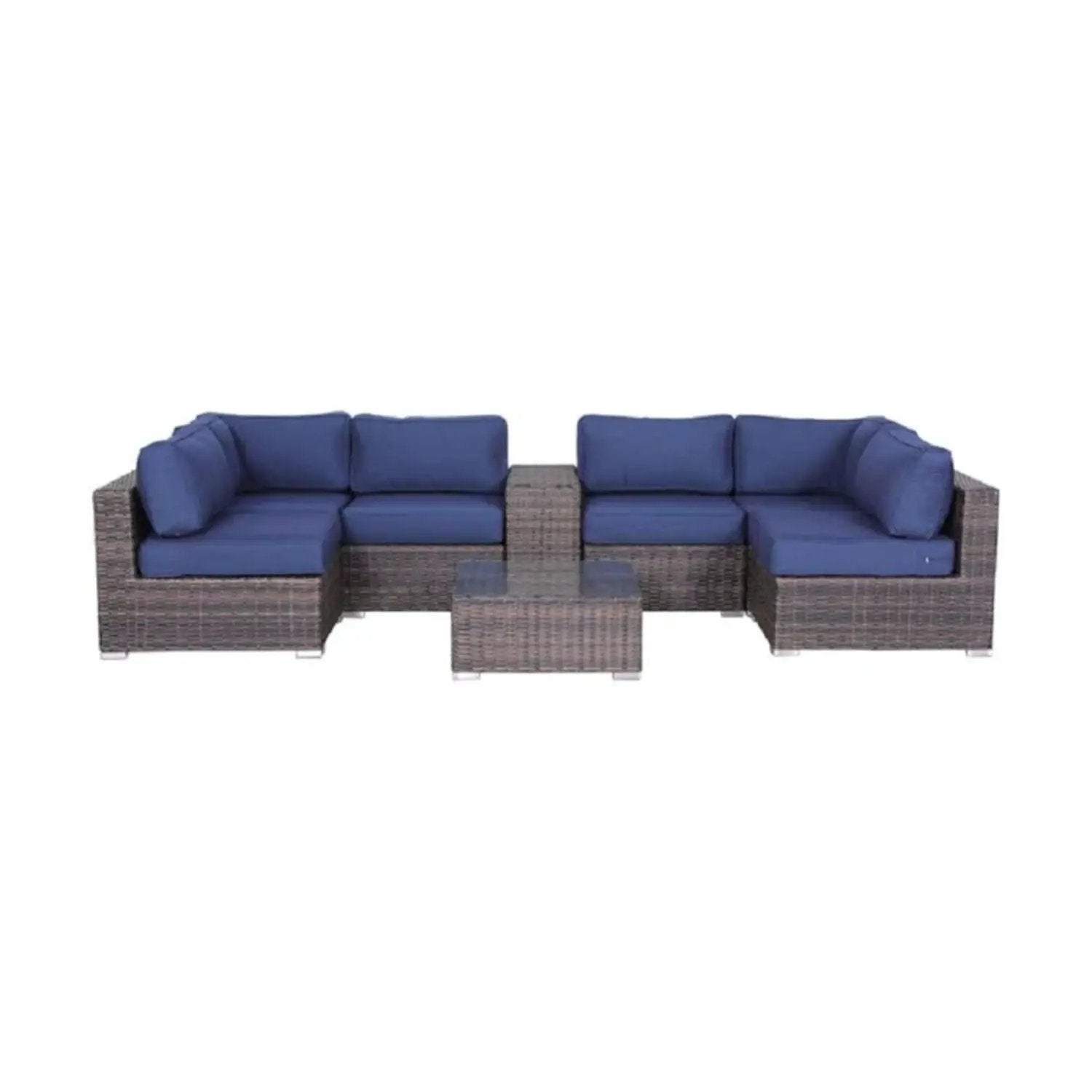 Elegant 4 Person Wicker Patio Seating Set With Cushions And Glass Top Table by Unique Piece Furniture