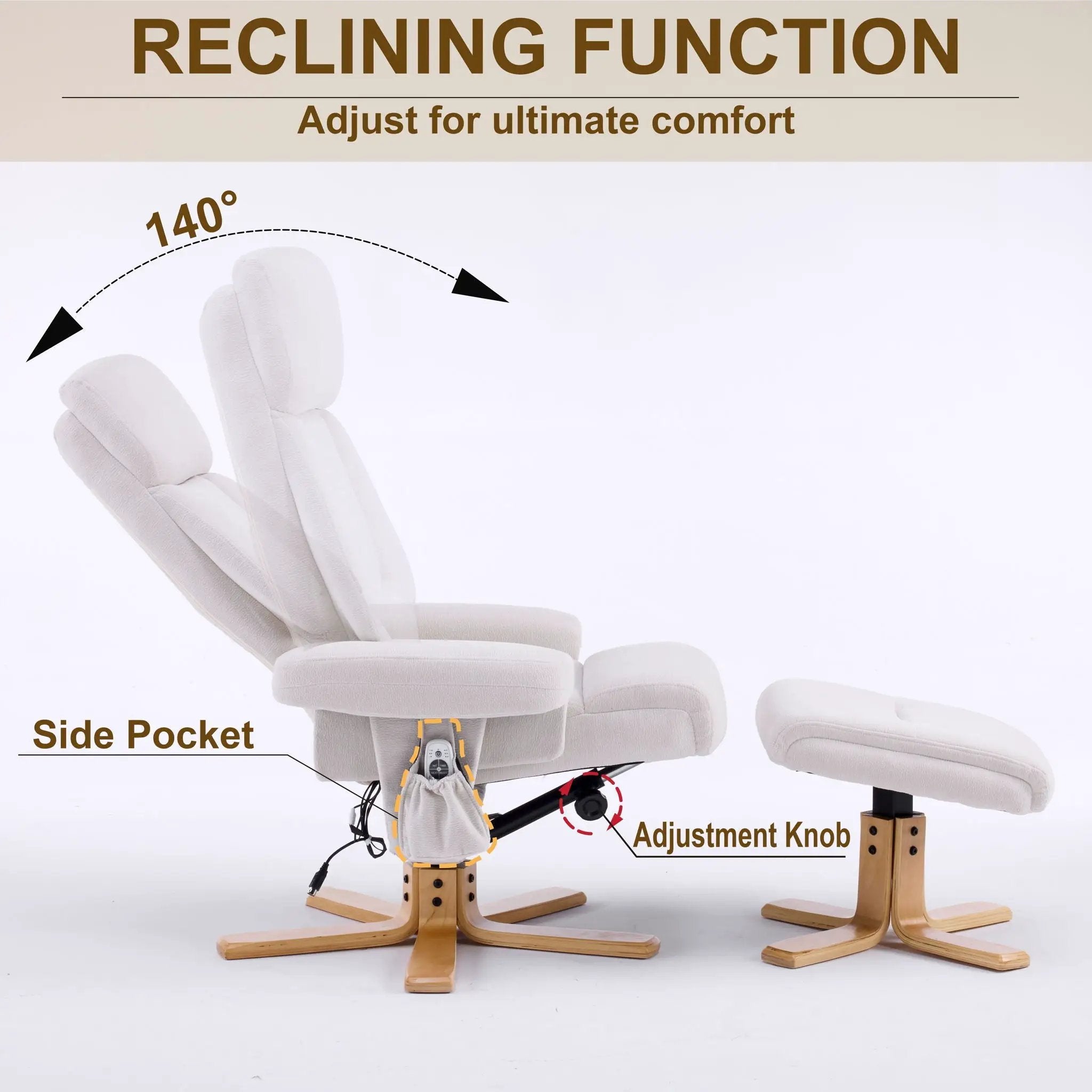 Upholstered Heated Massage 360° Swivel Accent Chair With Ottoman by HouseOfZazla