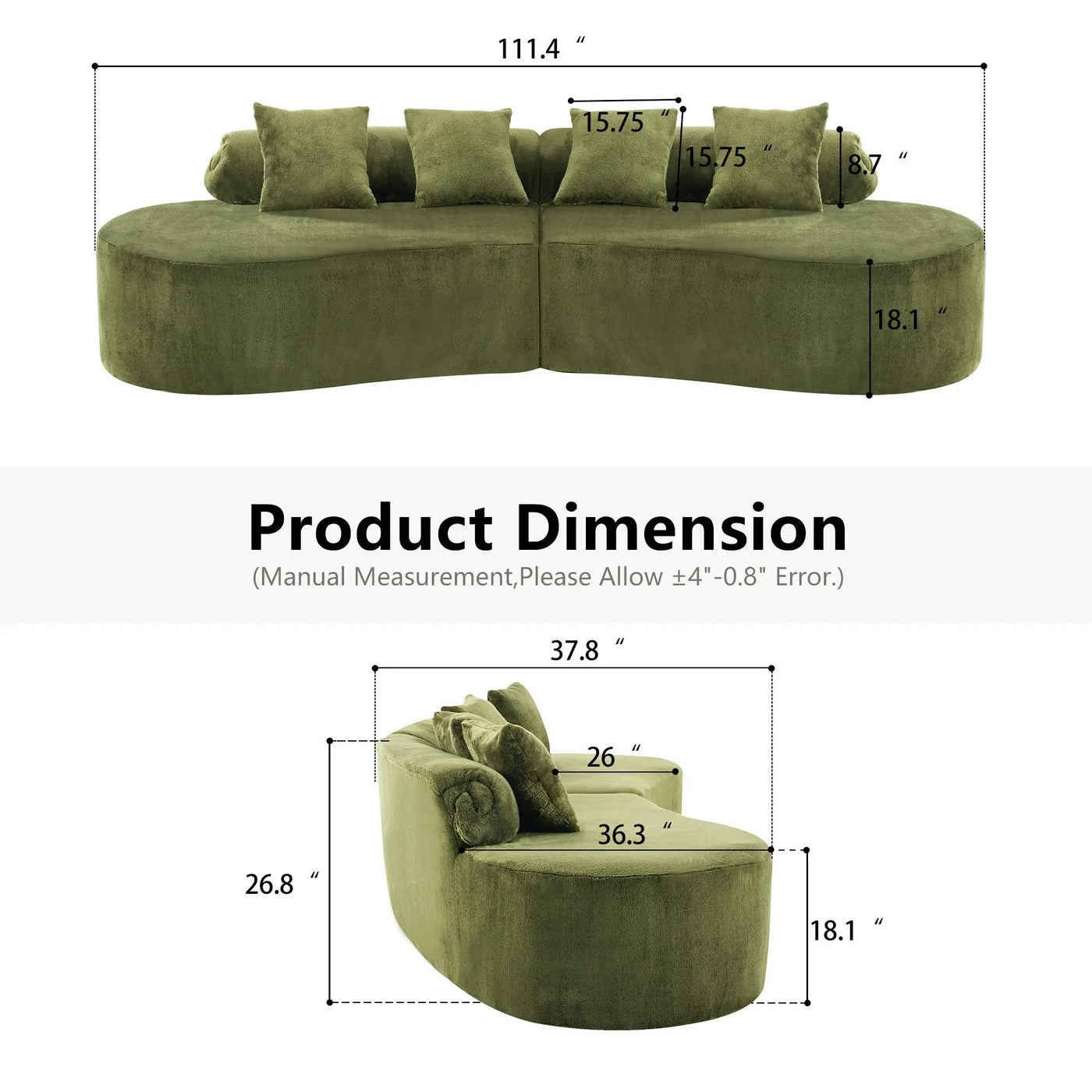 Modern Curved Sofa With Pillows by HouseOfZazla