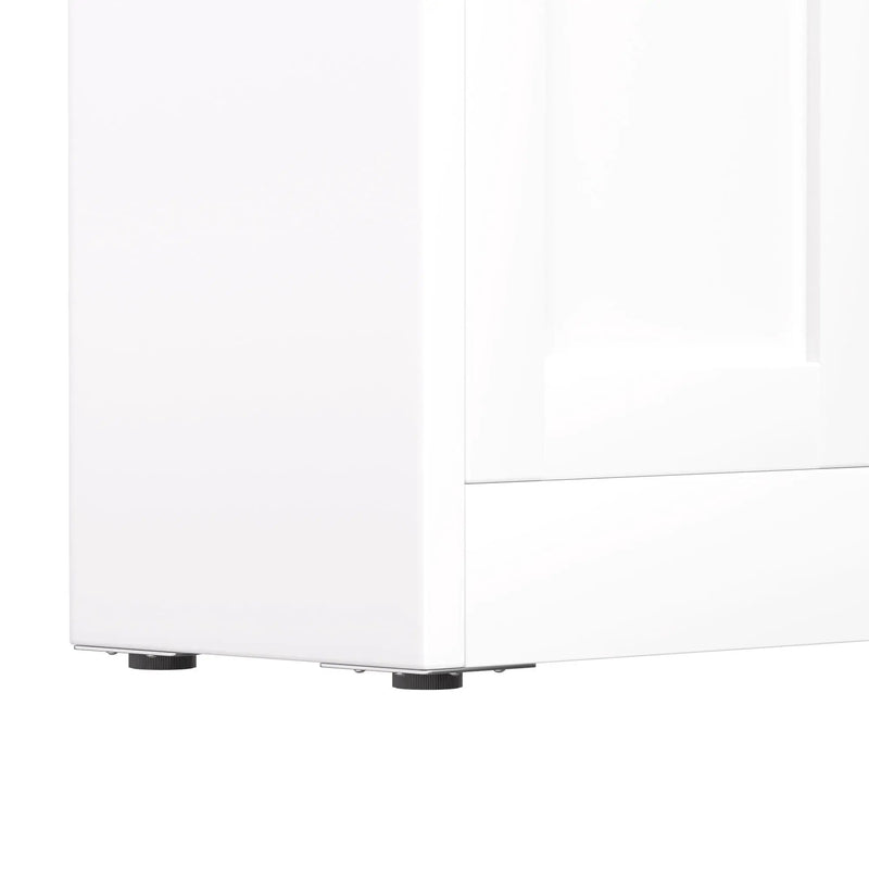 Bookcase Tall With 2 Doors & 2 Drawers, Fixed Open Shelves - White by HouseOfZazla