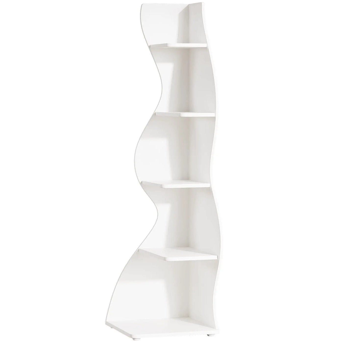 5 Tier Wavy Corner Bookshelf And Plant Stand For Living Room by HouseOfZazla