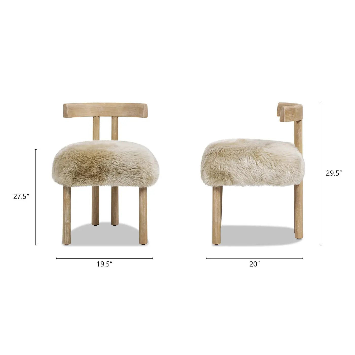 Arden 19.5" Genuine Sheepskin Fur Split Back Dining Chair by HouseOfZazla