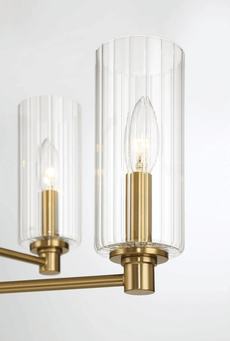 Timeless - 6 Lights Chandelier With Clear Ribbed Satin - Antique Brass / Clear / Gold by Unique Piece Furniture