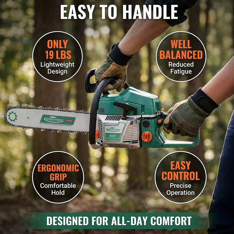 62CC 2-Stroke Gasoline Chainsaw Power Engine Wood Cutting Gas Chain Saw by HouseOfZazla