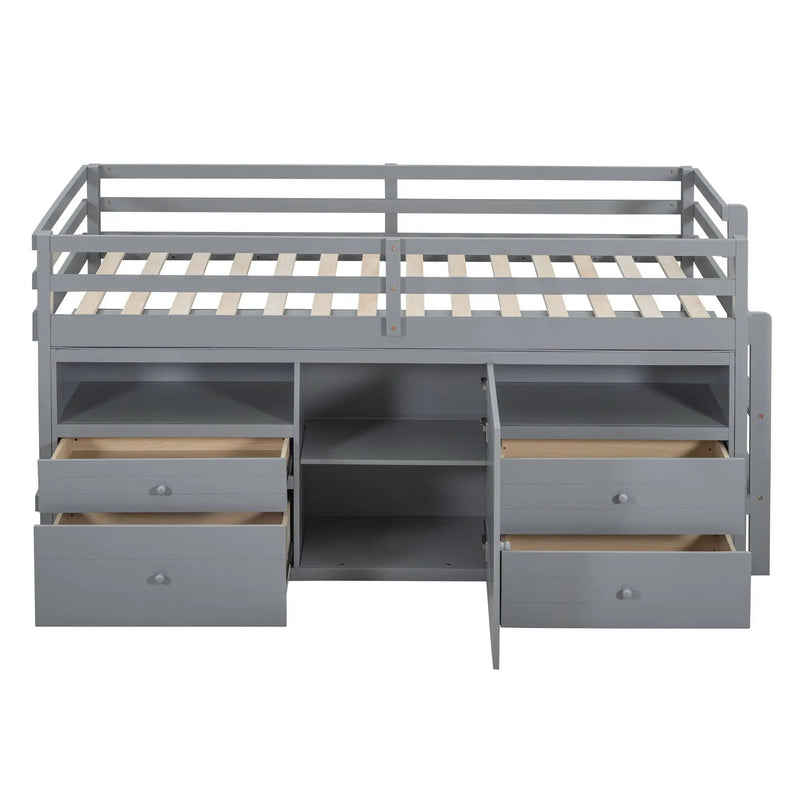 Loft Bed With 4 Drawers, Underneath Cabinet And Shelves by Unique Piece Furniture